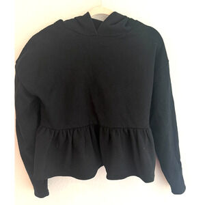 Urban Outfitters Black Hoodie Sweatshirt Women’s Small Peplum Hem Casual